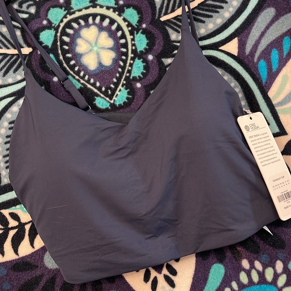 NWT Crz Yoga navy swim top L - Picture 2 of 6